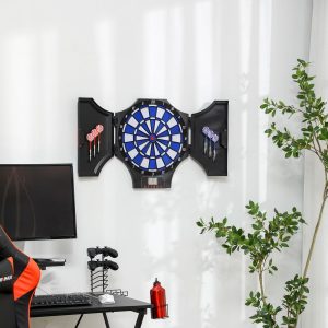 Alvo Eletrónico Dobrável com 31 Jogos para 8 Jogadores, com 6 Dardos e 6 Pontas de Substituição Ecrã LCD 83x4x45 cm Preto